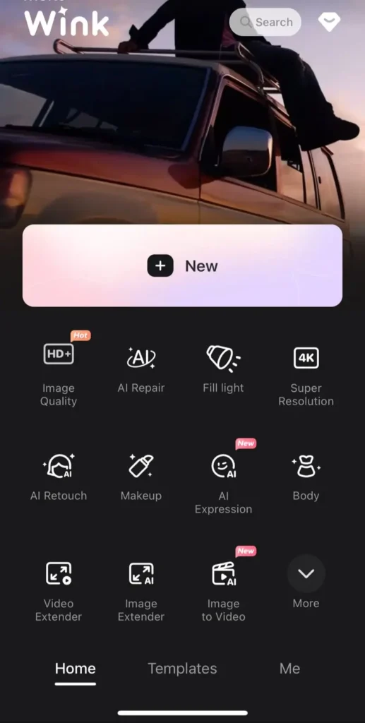 Wink Mod APK Dashboard 2