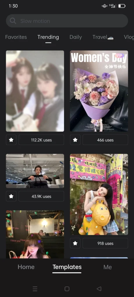 trending templete of wink app