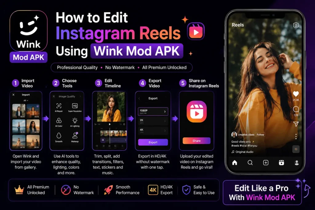 How to Edit Instagram Reels Using Wink Mod APK 1 How to Edit Instagram Reels Using Wink Mod APK