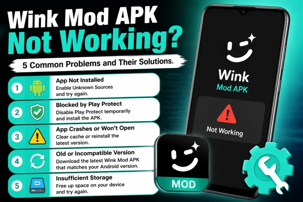 Wink Mod APK Not Working